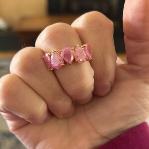 Chic Pink Gemstone Ring in Gold Setting